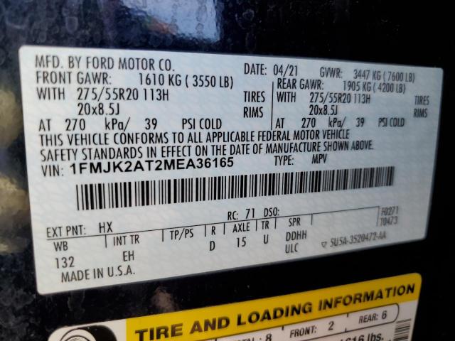 Photo 10 from auction – 2021 FORD EXPEDITION with VIN 1FMJK2AT2MEA36165