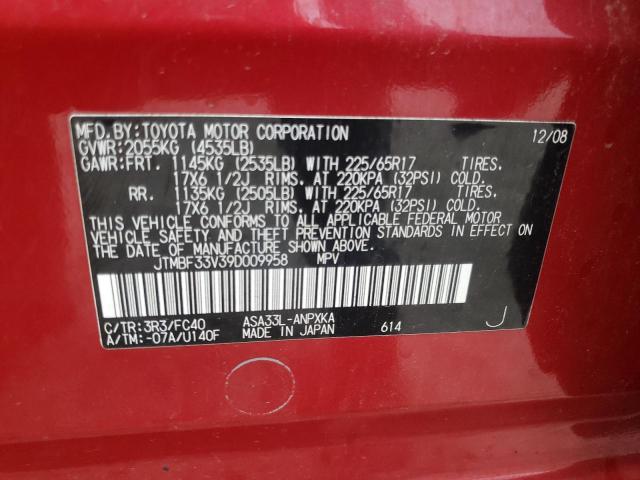 Photo 10 from auction – 2009 TOYOTA RAV4 with VIN JTMBF33V39D009958