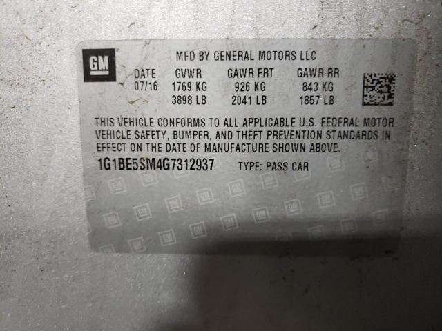 Photo 10 from auction – 2016 CHEVROLET CRUZE LT with VIN 1G1BE5SM4G7312937