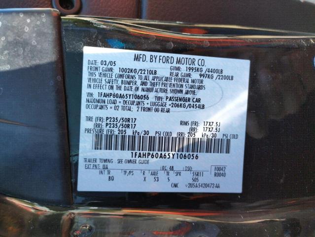 Photo 10 from auction – 2005 FORD THUNDERBIR with VIN 1FAHP60A65Y106056