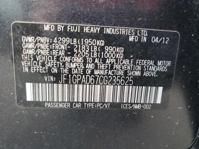 Photo 10 from auction – 2012 SUBARU IMPREZA PR with VIN JF1GPAD67CG235625