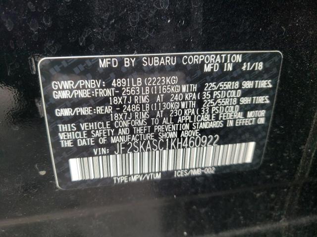 Photo 10 from auction – 2019 SUBARU FORESTER L with VIN JF2SKASC1KH460922