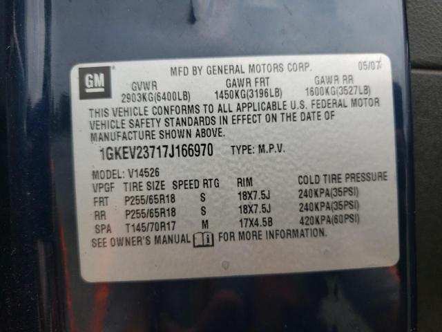 Photo 10 from auction – 2007 GMC ACADIA SLT with VIN 1GKEV23717J166970