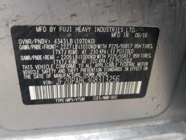 Photo 10 from auction – 2016 SUBARU CROSSTREK with VIN JF2GPABC3G8313256