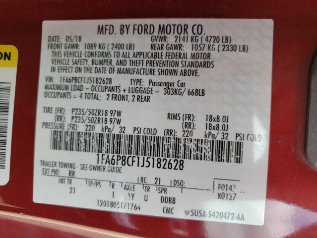 Photo 10 from auction – 2018 FORD MUSTANG with VIN 1FA6P8CF1J5182628