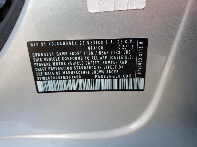 Photo 10 from auction – 2015 VOLKSWAGEN JETTA BASE with VIN 3VW2K7AJ4FM297490