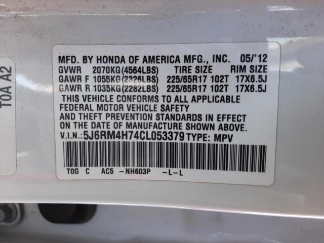 Photo 10 from auction – 2012 HONDA CR-V EXL with VIN 5J6RM4H74CL053379