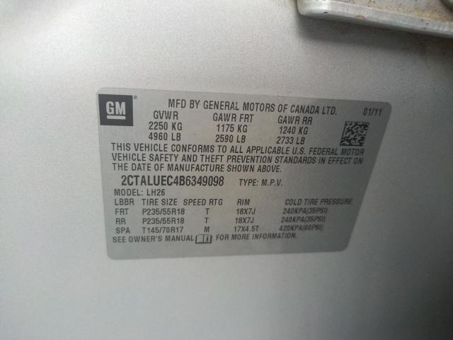 Photo 10 from auction – 2011 GMC TERRAIN SL with VIN 2CTALUEC4B6349098