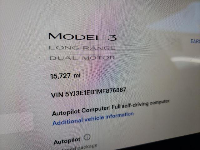 Photo 8 from auction – 2021 TESLA MODEL 3 with VIN 5YJ3E1EB1MF876887