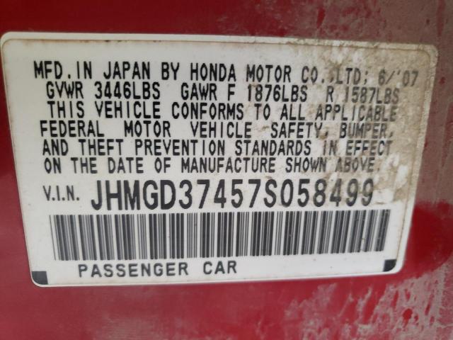 Photo 10 from auction – 2007 HONDA FIT with VIN JHMGD37457S058499