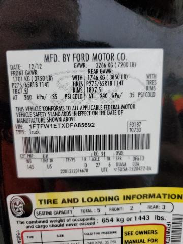 Photo 10 from auction – 2013 FORD F150 SUPER with VIN 1FTFW1ETXDFA85692