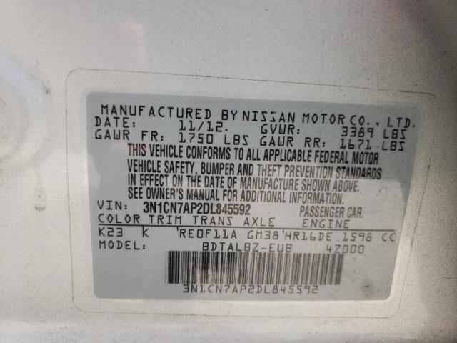 Photo 10 from auction – 2013 NISSAN VERSA S with VIN 3N1CN7AP2DL845592