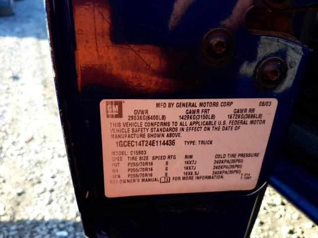Photo 10 from auction – 2004 CHEVROLET SILVERADO with VIN 1GCEC14T24E114436