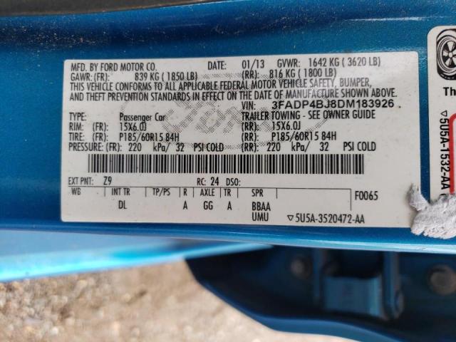 Photo 10 from auction – 2013 FORD FIESTA SE with VIN 3FADP4BJ8DM183926