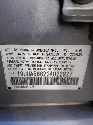 Photo 10 from auction – 2002 ACURA 3.2TL with VIN 19UUA56622A022927