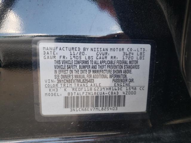 Photo 10 from auction – 2021 NISSAN VERSA SV with VIN 3N1CN8EV7ML825403