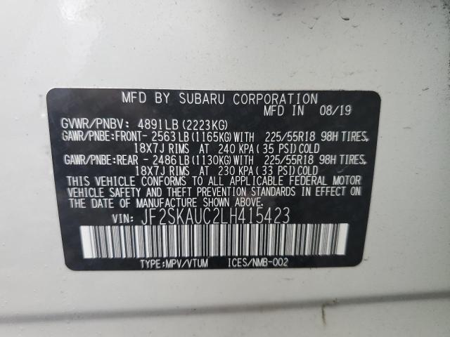 Photo 10 from auction – 2020 SUBARU FORESTER L with VIN JF2SKAUC2LH415423