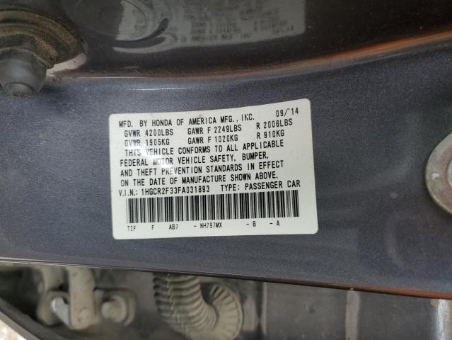 Photo 10 from auction – 2015 HONDA ACCORD LX with VIN 1HGCR2F33FA031893