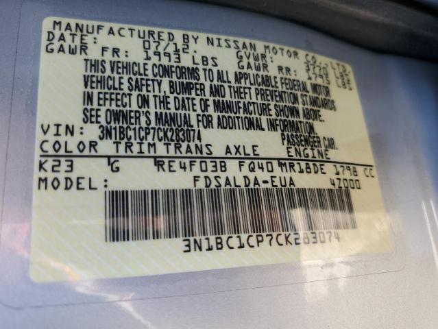 Photo 10 from auction – 2012 NISSAN VERSA S with VIN 3N1BC1CP7CK283074