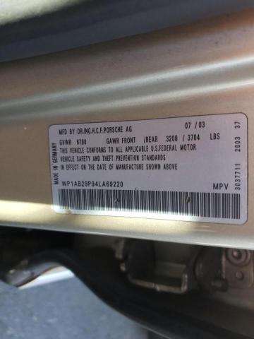 Photo 10 from auction – 2004 PORSCHE CAYENNE S with VIN WP1AB29P94LA69220