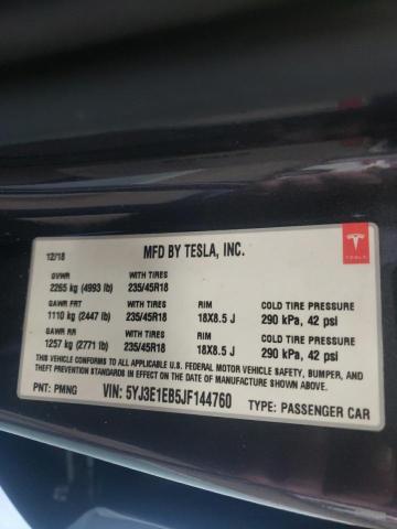 Photo 10 from auction – 2018 TESLA MODEL 3 with VIN 5YJ3E1EB5JF144760