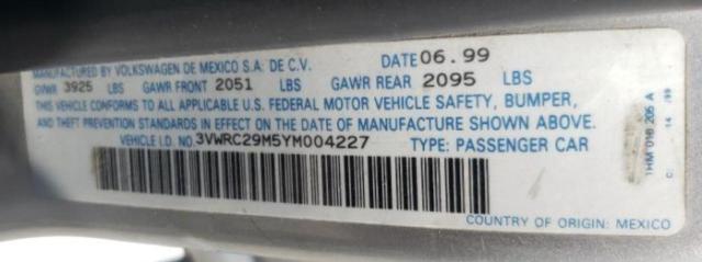 Photo 10 from auction – 2000 VOLKSWAGEN JETTA GL with VIN 3VWRC29M5YM004227