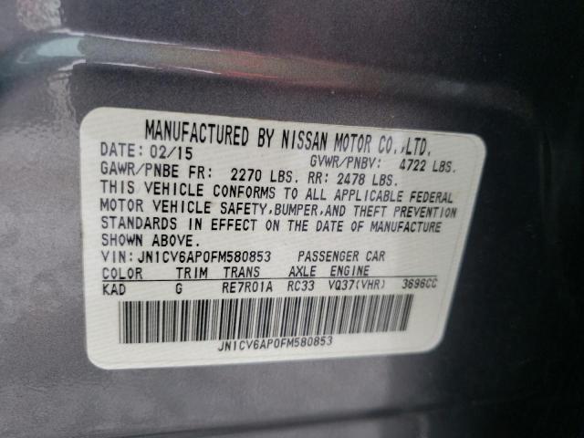 Photo 10 from auction – 2015 INFINITI Q40 with VIN JN1CV6AP0FM580853