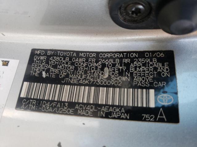 Photo 10 from auction – 2007 TOYOTA CAMRY CE with VIN JTNBE46K773000902