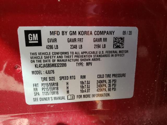 Photo 10 from auction – 2021 BUICK ENCORE PRE with VIN KL4CJASB5MB322099