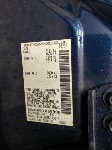 Photo 10 from auction – 2012 NISSAN MAXIMA S with VIN 1N4AA5AP7CC869908