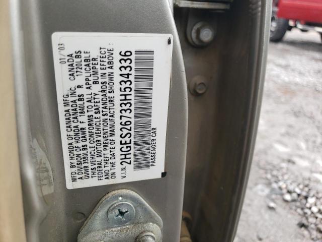 Photo 10 from auction – 2003 HONDA CIVIC EX with VIN 2HGES26733H534336