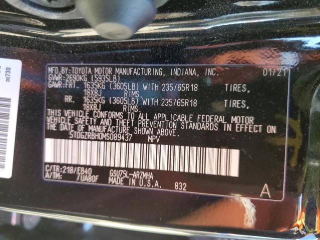 Photo 10 from auction – 2021 TOYOTA HIGHLANDER with VIN 5TDGZRBH0MS089437