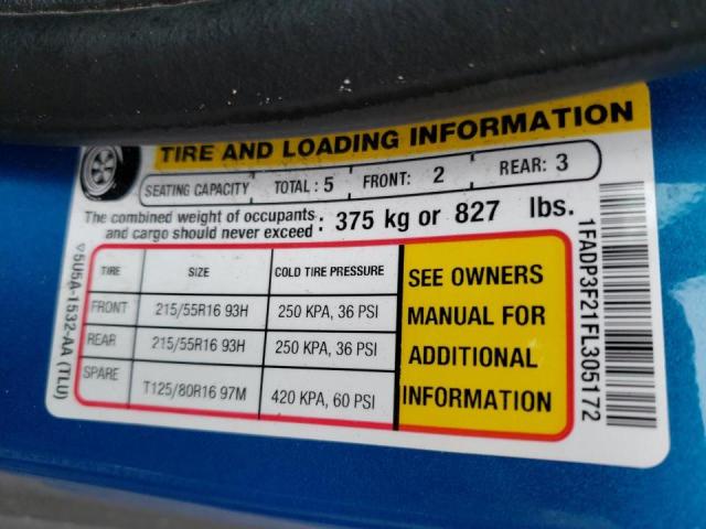 Photo 10 from auction – 2015 FORD FOCUS SE with VIN 1FADP3F21FL305172