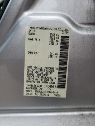 Photo 10 from auction – 2019 NISSAN ALTIMA SR with VIN 1N4BL4CV2KC170866