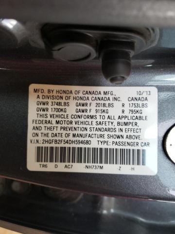 Photo 10 from auction – 2013 HONDA CIVIC LX with VIN 2HGFB2F54DH594680