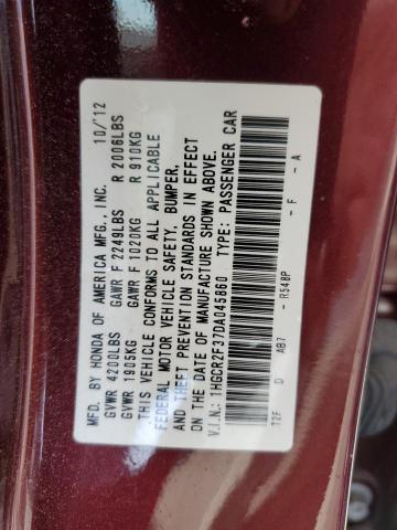 Photo 10 from auction – 2013 HONDA ACCORD LX with VIN 1HGCR2F37DA045860