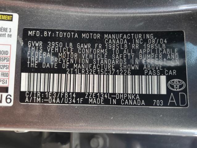Photo 10 from auction – 2005 TOYOTA COROLLA MA with VIN 2T1LR32E15C371226