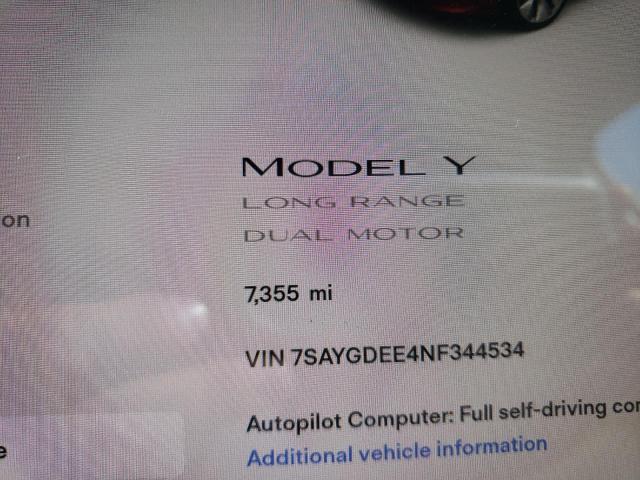 Photo 8 from auction – 2022 TESLA MODEL Y with VIN 7SAYGDEE4NF344534