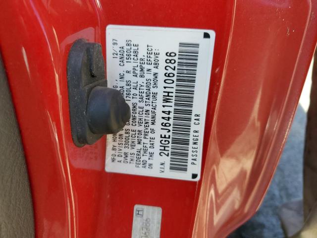Photo 10 from auction – 1998 HONDA CIVIC with VIN 2HGEJ6441WH106286