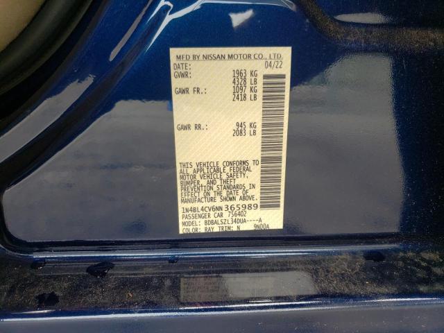 Photo 10 from auction – 2022 NISSAN ALTIMA SR with VIN 1N4BL4CV6NN365989