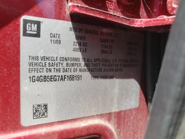 Photo 10 from auction – 2010 BUICK LACROSSE C with VIN 1G4GB5EG7AF168191
