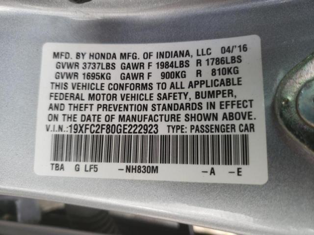 Photo 10 from auction – 2016 HONDA CIVIC EX with VIN 19XFC2F80GE222923