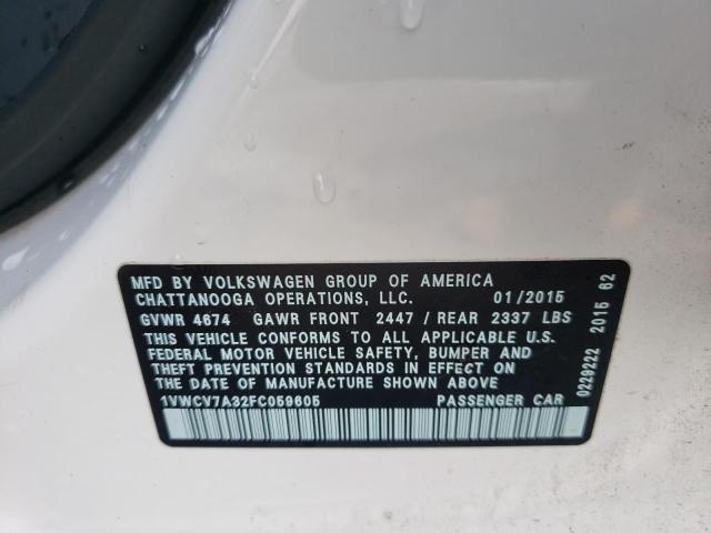 Photo 10 from auction – 2015 VOLKSWAGEN PASSAT SEL with VIN 1VWCV7A32FC059605
