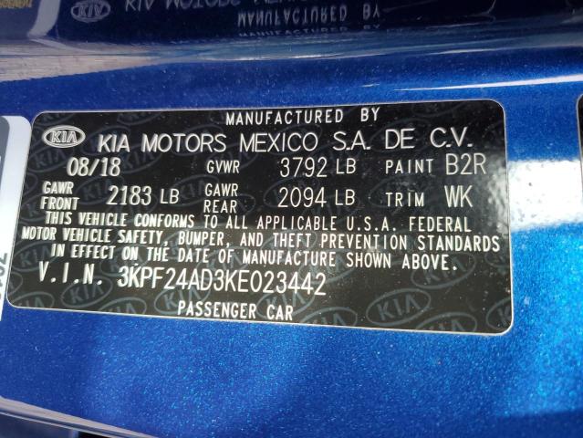 Photo 10 from auction – 2019 KIA FORTE FE with VIN 3KPF24AD3KE023442