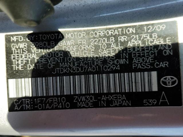 Photo 10 from auction – 2010 TOYOTA PRIUS with VIN JTDKN3DU7A0110294