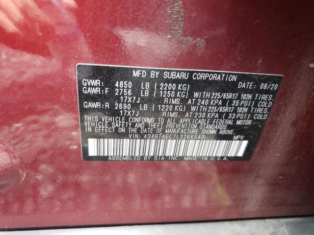 Photo 10 from auction – 2020 SUBARU OUTBACK PR with VIN 4S4BTAEC7L3266543
