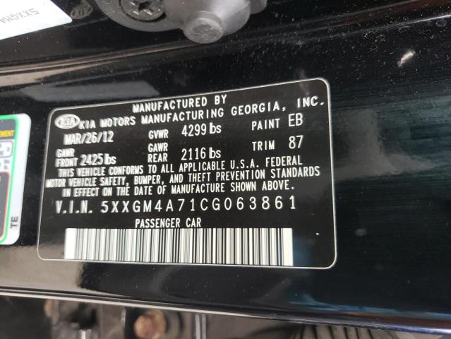 Photo 10 from auction – 2012 KIA OPTIMA LX with VIN 5XXGM4A71CG063861
