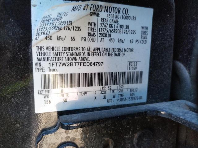 Photo 10 from auction – 2015 FORD F250 SUPER with VIN 1FT7W2BT7FED64797
