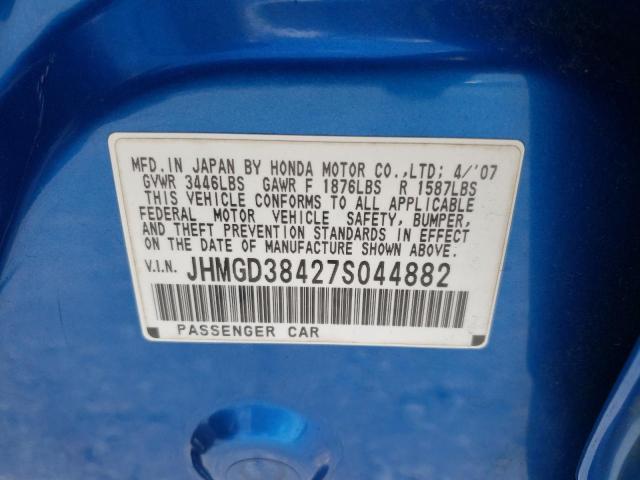 Photo 10 from auction – 2007 HONDA FIT with VIN JHMGD38427S044882