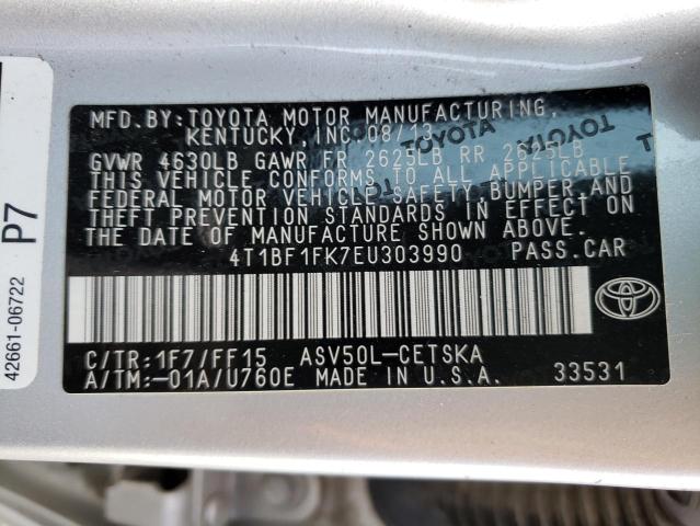 Photo 10 from auction – 2014 TOYOTA CAMRY L with VIN 4T1BF1FK7EU303990